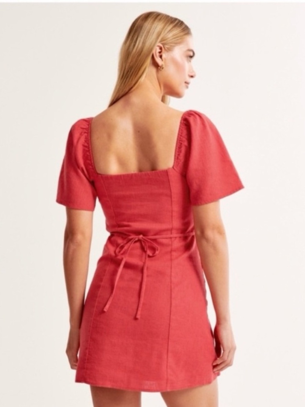 Abercrombie & Fitch Red Linen-Blend Mini Dress